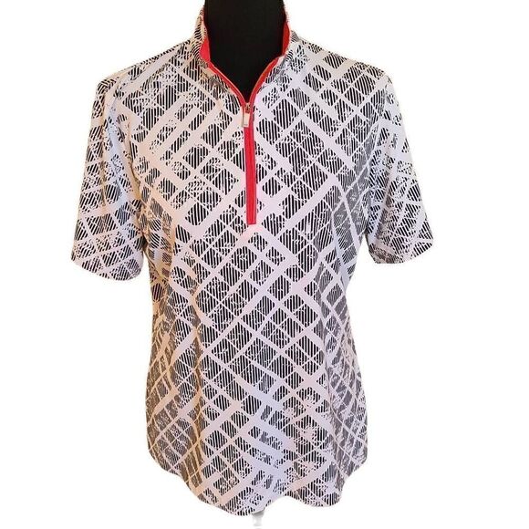 Tail Womens Black White Short Sleeve Athletic Golf Tennis Top Large - Picture 1 of 11
